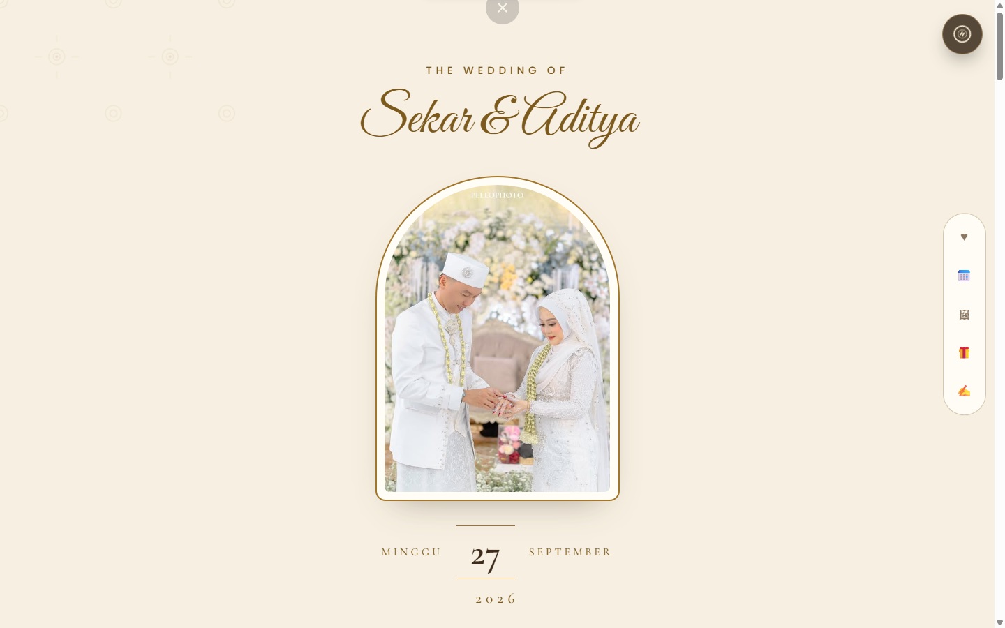 Sampul undangan Jawa Heritage — Sekar & Aditya