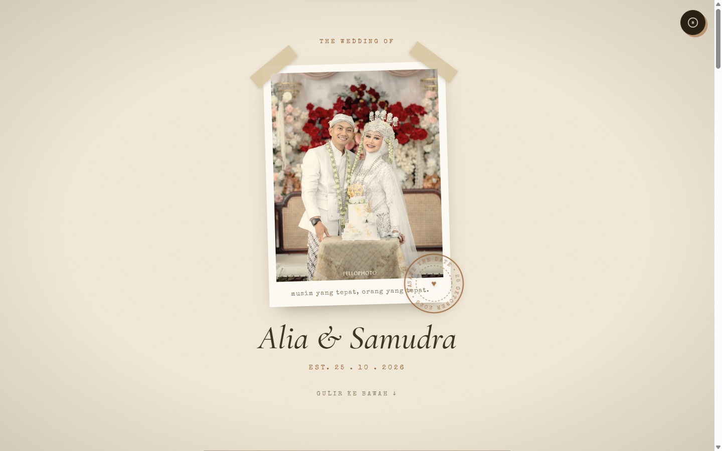 Sampul undangan Retro Film — Alia & Samudra